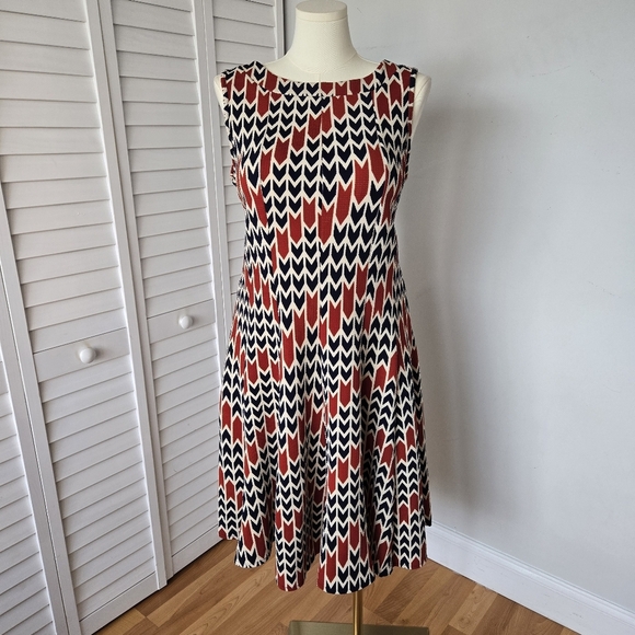 Hanni A-line Dress Women's 2X Geometric Print Vacation Retro 70s Flirty Eclectic - Picture 1 of 12